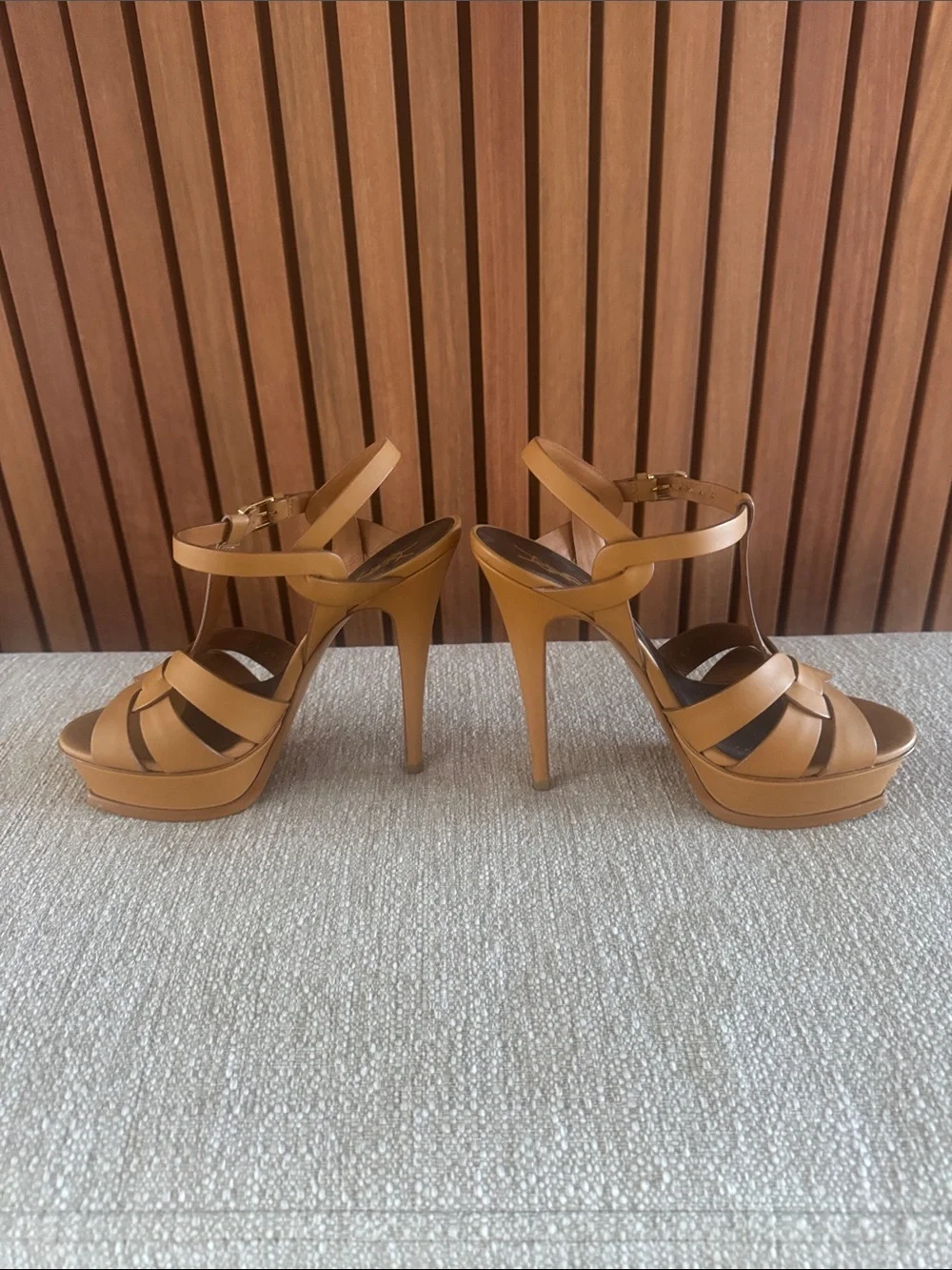 Yves Saint Laurent Tribute Leather Platform Sandals - Picture 3 of 10